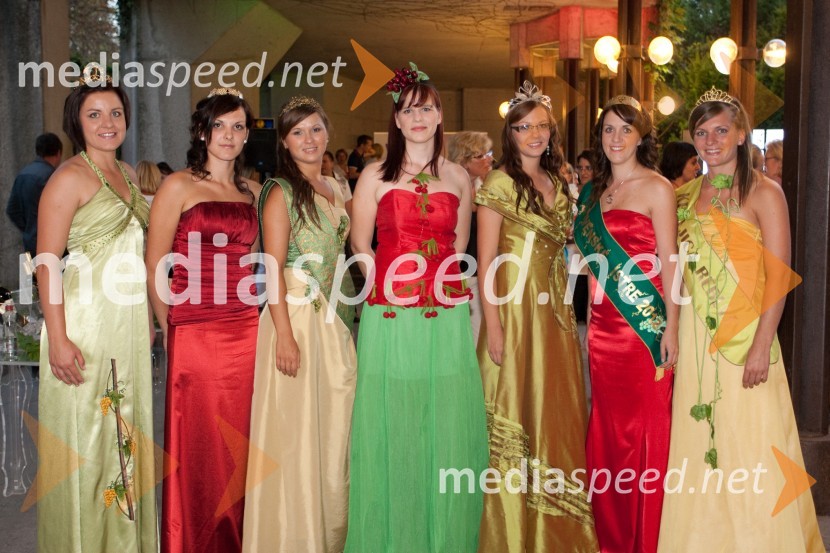 Tina Rajh, 2. cerkvenjaška vinska kraljica, Tjaša Metelko, cvičkova princesa 2012, Špela Borko, kogovska vinska kraljica,  Sanja Ribolica, kraljica češenj, Monika Rebernišek, 4. ptujska vinska kraljica, Tina Lakoseljac,  vinska kraljica Slovenske Istre 2011 in Jana Drnovšček, kraljica rebuleŽenske in vino Slovenija
