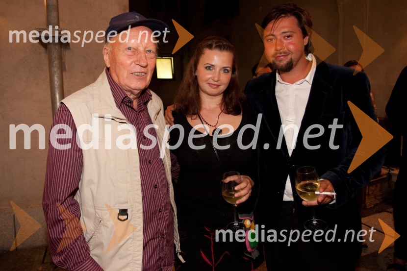 Milan Kreslin, oče Vlada Kreslina, Simona Lucija Dvoršak, Agencija za stike z mestom Dunaj in Gal Gjurin, glasbenikFestival Ljubljana 2012: koncert Vlado Kreslin