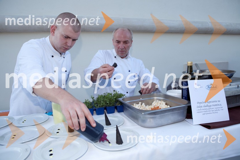 Bojan Pliberšek in Robert Žibrat, kuharja hotela Habakuk3. Salon Traminec 2012