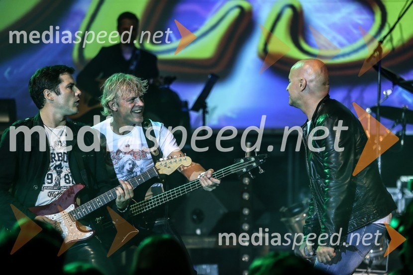Damjan Kuzmijak, Tone Košmrlj in Miran Rudan, člani skupine Pop DesignPop design, zaključni koncert