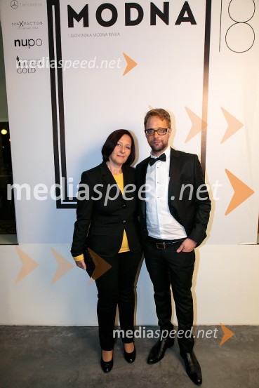 Irena Perc, poslovna direktorica Modne, Aljoša Krošlin Grlj, direktor ModnePraznovanje 18. letnice in predstavitev prenovljene revije Modne