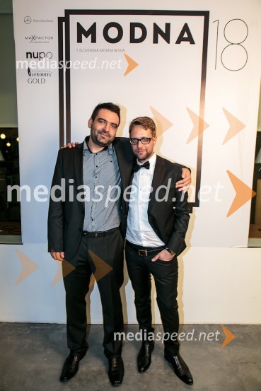 Daniel Ekart, član uprave Imles d.o.o., Aljoša Krošlin Grlj, direktor ModnePraznovanje 18. letnice in predstavitev prenovljene revije Modne