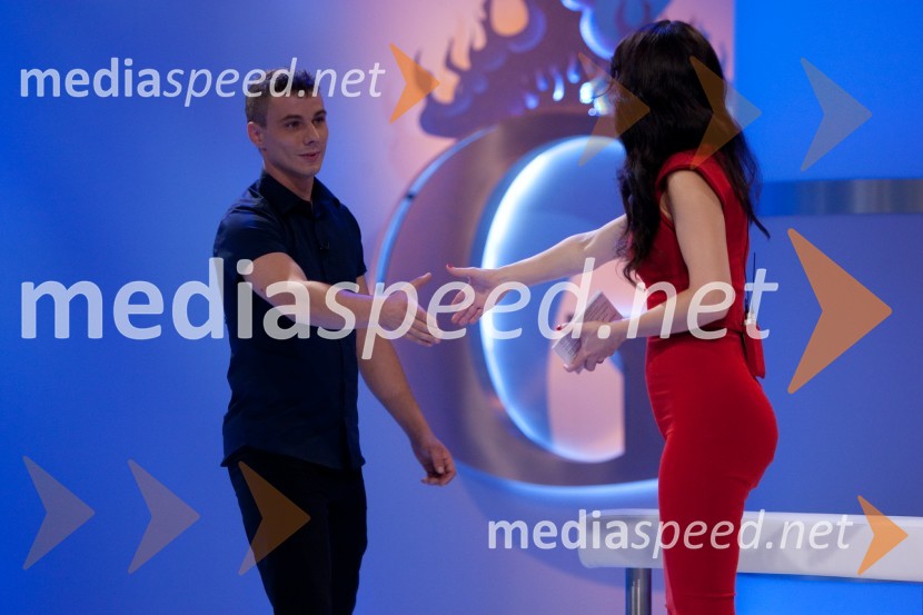 Luka, tekmovalec v resmičnostnem šovu Gostilna išče šefa in Lili Žagar, voditeljicaGostilna išče šefa, prva oddaja