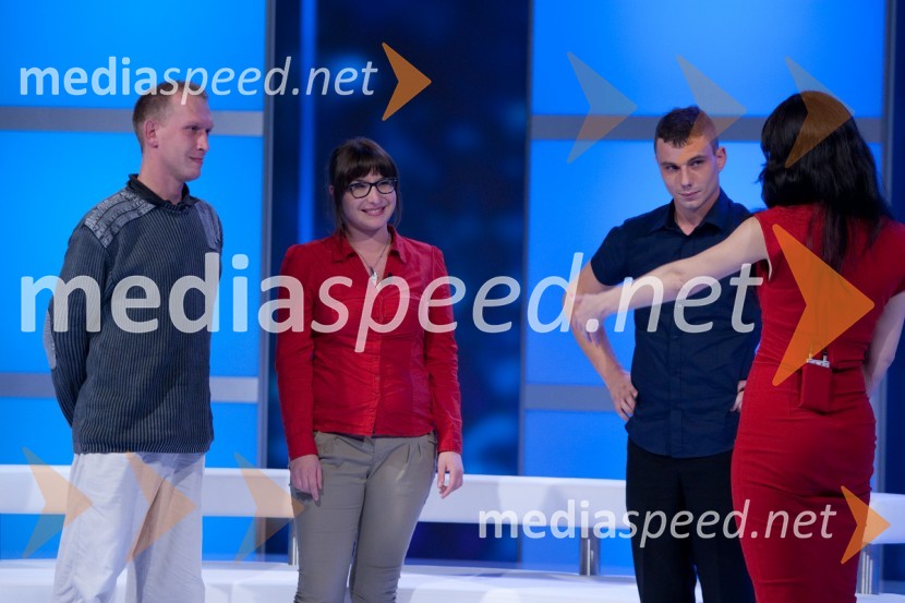 Branko, tekmovalec v resmičnostnem šovu Gostilna išče šefa, Tinca, tekmovalka v resmičnostnem šovu Gostilna išče šefa, Luka, tekmovalec v resmičnostnem šovu Gostilna išče šefa in Lili Žagar, voditeljicaGostilna išče šefa, prva oddaja