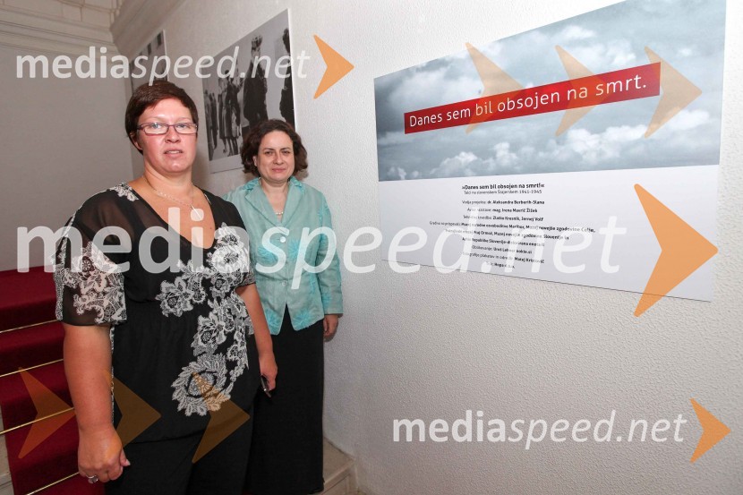 Dr. Aleksandra Berberih Slana, direktorica Muzeja narodne osvoboditve Maribor ter mag. Irena Mavrič Žižek, muzejska svetovalka in avtorica razstaveDanes sem bil obsojen na smrt, odprtje razstave v Muzeju narodne osvoboditve Maribor