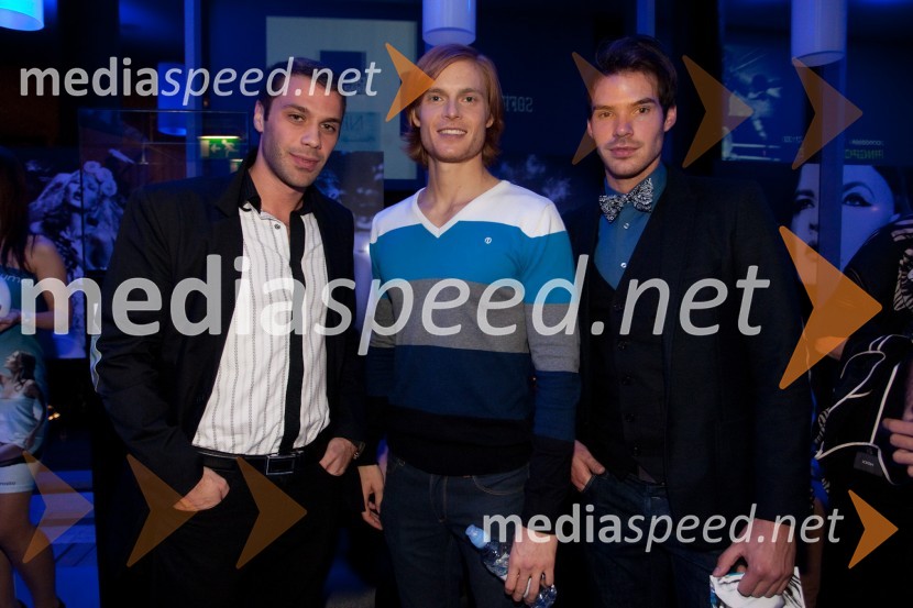 Bojan Ilijanič, mister Universe 2010, Miha Dragoš, mister Slovenije 2011 za mistra Universe in Matjaž Kumelj, Mister UniversePhilips Fashion Week, 2. dan