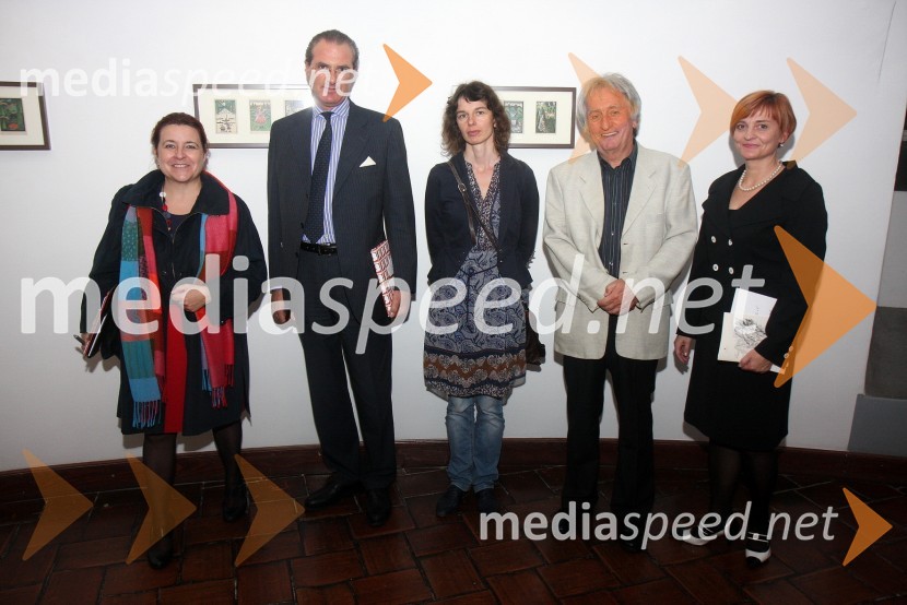 Karin Hojker, Avstrijska ambasada, dr. Clemens Koja, veleposlanik Republike Avstrije v Sloveniji, Andreja Borin, kustosinja razstave, Aleš Arih, direktor Pokrajinskega muzeja Ptuj Ormož ter Stanka Gačnik, pomočnica direktorja Pokrajinskega muzeja Ptuj Ormož, kustosinja in koordinatorka razstaveMaribor 2012 – EPK, otvoritev razstave Oskarja Kokoschke