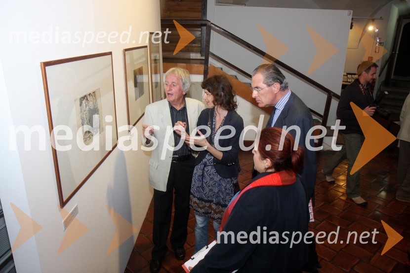 Aleš Arih, direktor Pokrajinskega muzeja Ptuj Ormož, Andreja Borin, kustosinja razstave, dr. Clemens Koja, veleposlanik Republike Avstrije v Sloveniji in Karin Hojker, Avstrijska ambasadaMaribor 2012 – EPK, otvoritev razstave Oskarja Kokoschke