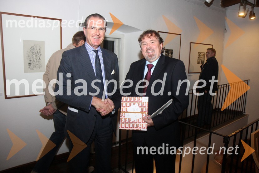 Dr. Clemens Koja, veleposlanik Republike Avstrije v Sloveniji in dr. Štefan Čelan, župan občine PtujMaribor 2012 – EPK, otvoritev razstave Oskarja Kokoschke