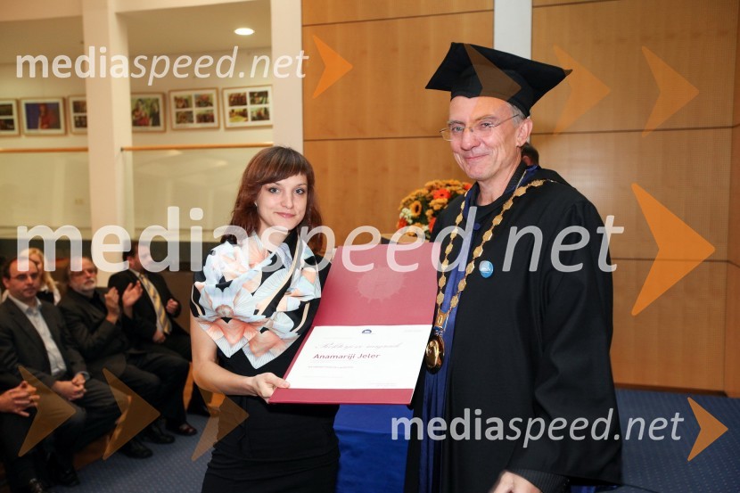 Anamarija Jeler, Fakulteta za naravoslovje in matematiko Univerze v Mariboru in prof. dr. Danijel Rebolj, rektor Univerze v MariboruUniverza v Mariboru, Rektorjev dan 2012
