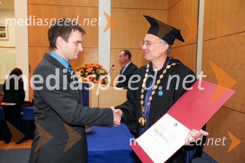 Aleš Černezel, Fakulteta za elektrotehniko, računalništvo in informatiko Univerze v Mariboru in prof. dr. Danijel Rebolj, rektor Univerze v MariboruUniverza v Mariboru, Rektorjev dan 2012