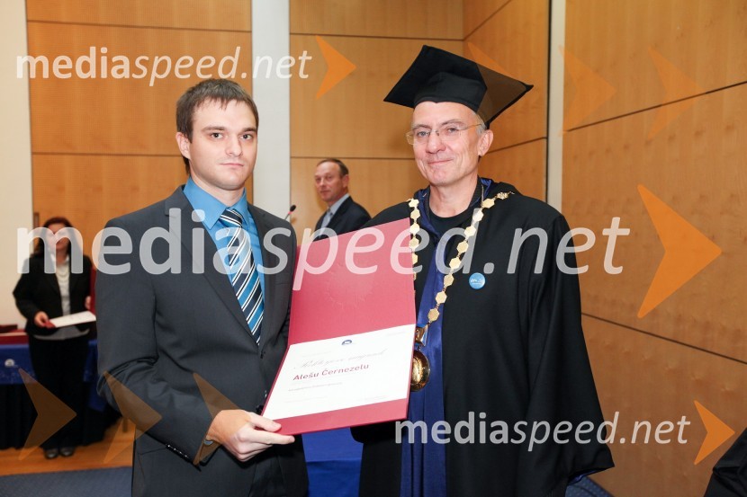 Aleš Černezel, Fakulteta za elektrotehniko, računalništvo in informatiko Univerze v Mariboru in prof. dr. Danijel Rebolj, rektor Univerze v MariboruUniverza v Mariboru, Rektorjev dan 2012