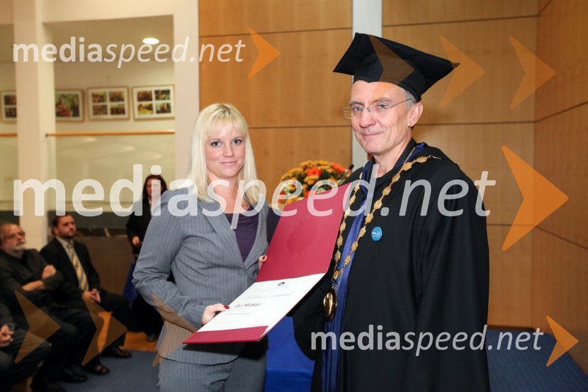 Eva Mlakar, Fakulteta za organizacijske vede Univerze v Mariboru in prof. dr. Danijel Rebolj, rektor Univerze v MariboruUniverza v Mariboru, Rektorjev dan 2012
