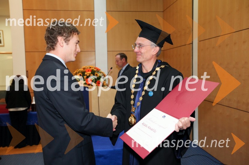 Aljaž Kovačič, Fakulteta za strojništvo Univerze v Mariboru in prof. dr. Danijel Rebolj, rektor Univerze v MariboruUniverza v Mariboru, Rektorjev dan 2012