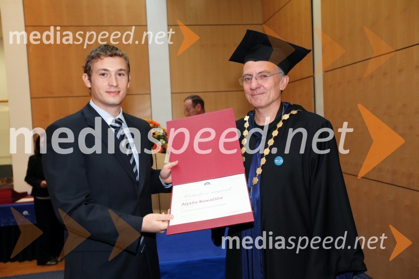 Aljaž Kovačič, Fakulteta za strojništvo Univerze v Mariboru in prof. dr. Danijel Rebolj, rektor Univerze v MariboruUniverza v Mariboru, Rektorjev dan 2012