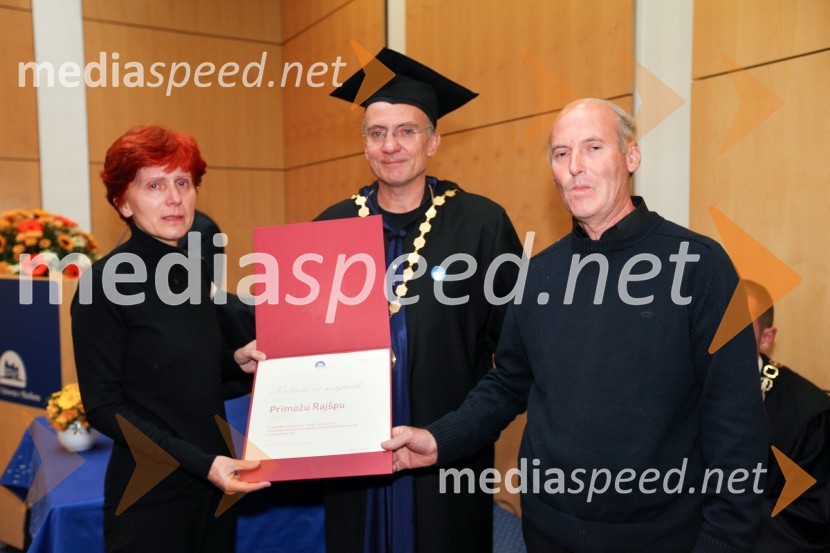Nada in Jožek Rajšp in prof. dr. Danijel Rebolj, rektor Univerze v MariboruUniverza v Mariboru, Rektorjev dan 2012