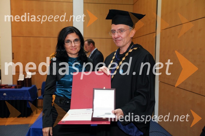 Nataša Sokač, Fakulteta za energetiko Univerze v Mariboru in prof. dr. Danijel Rebolj, rektor Univerze v Mariboru
Univerza v Mariboru, Rektorjev dan 2012