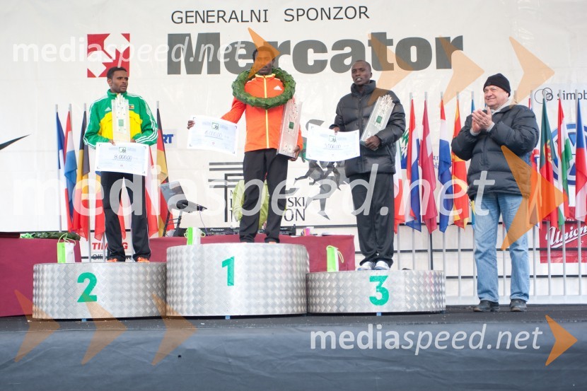 Birhanu Gebru, Berhanu Shiferaw, Daniel Chepyegon in Zoran Jankovič, župan Mestne občine Ljubljana17. Ljubljanski maraton