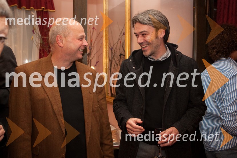 Robert Kavčič in Jakob J. Kenda, prevajalecDvom, premiera prestave v Prešernovem gledališču Kranj