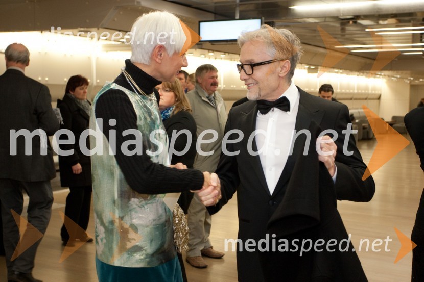 Barbara Drnač, novinarka in Franci Planinšek, lepotni kirurgJolanta, opera z Anno Netrebko