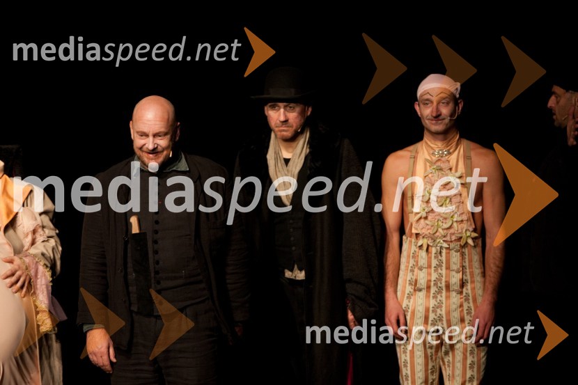 Peter Musevski, igralec, Radoš Bolčina, igralec in Blaž Valič, igralecRokovnjači, premiera v SNG Nova Gorica