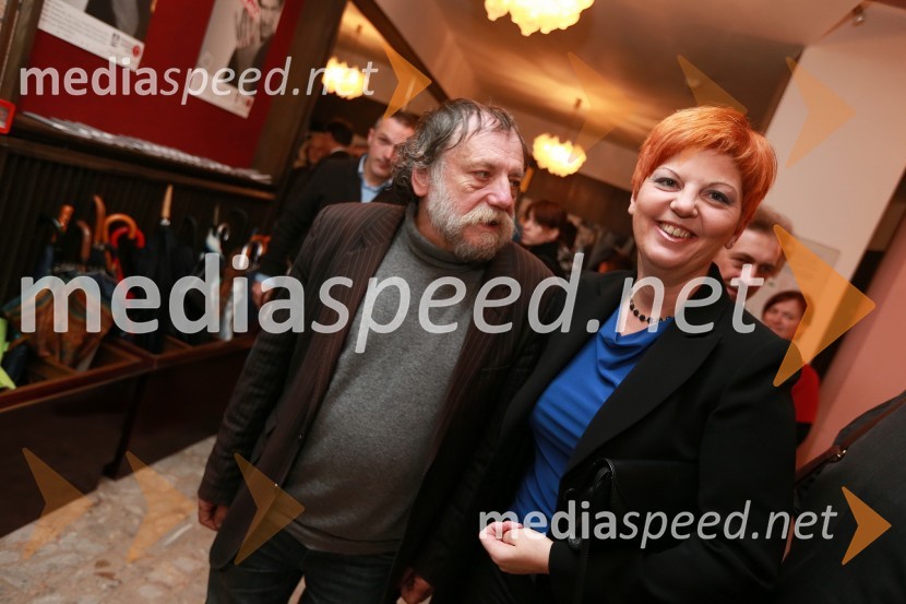 Zdravko Duša, pisatelj in Mirjam Drnovšček, direktorica Prešernovega gledališča KranjPrešernovo gledališče Kranj, premiera predstave Rokovnjači