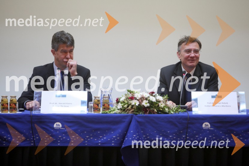 Prof. dr. Harald Kainz, rektor TU Graz in prof. dr. Danijel Rebolj, rektor Univerze v MariboruObisk rektorja TU Graz prof. dr. Haralda Kainza in zasedanje Slovenske rektorske konference