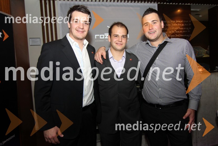 Mitja Šeško, član Rotaract Cluba Maribor, Dean Fras, član Rotaract Cluba Maribor in Aleš BorkoTradicionalna dobrodelna večerja in licitacija Rotaract Cluba Maribor