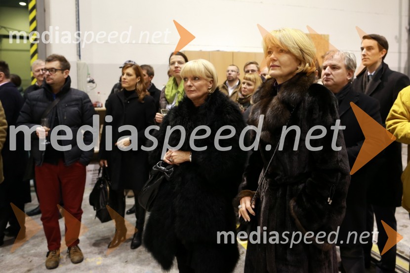 	Sonja Poljanšek - Škrabec, lastnica Welness centra Sunny; Nevenka Črešnar Pergar, direktorica NP ConsultingPredaja lesene modularne hiše Katji Koletnik in predstavitev del Alena Ožbolta na razstavi Dve strani dotika