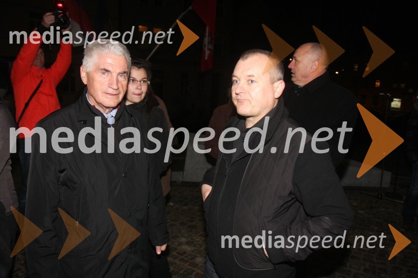 Prof. dr. Ludvik Toplak, predsednik Evropskega središča Maribor (ESM); Franc Kangler, župan MOMOtvoritev krožišča na Titovi cesti v Mariboru in Fontane EPK 2012