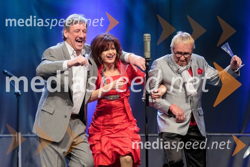 Roman Končar; Simona Vodopivec; Tone Fornezzi Tof, novinarKoncert ob 60 letnici delovanja ansambla Avsenik