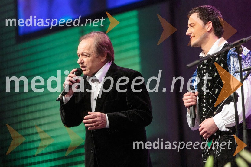 Alfi Nipič, pevec; Blaž Švab, član skupine ModrijaniKoncert ob 60 letnici delovanja ansambla Avsenik