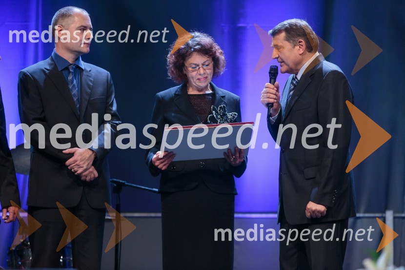 Boštjan Istenič, urednik športa časnika Dnevnik; Anita Ogulin, Zveza prijateljev mladine; Stane Žagar, župan občine MedvodeKoncert ob 60 letnici delovanja ansambla Avsenik