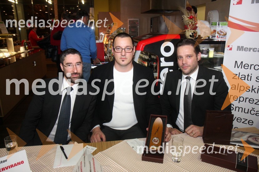 	Orlando Lorenzana, direktor prodaje Coin Invest Trust; ...; Jure Cekuta, vodja marketinga Zlatarne CeljeDruženje s Tino Maze in predstavitev srebrnika z njeno podobo