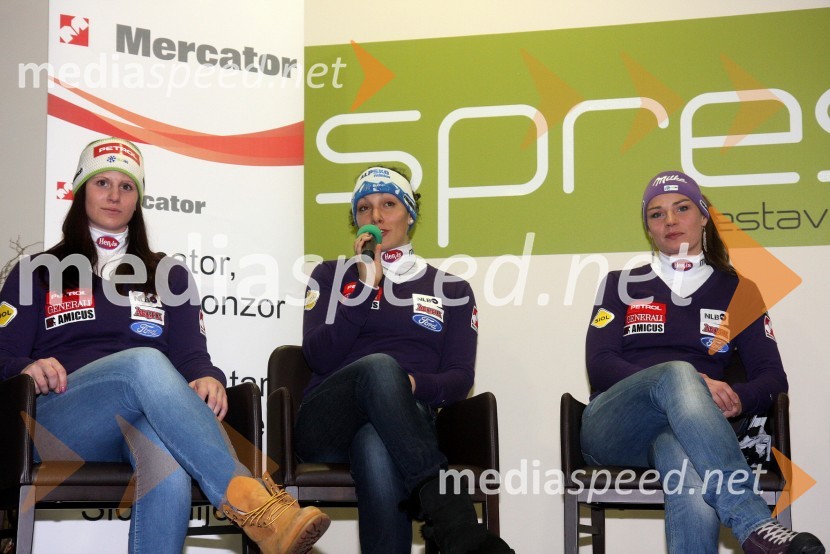 Ula Hafner, smučarka; Ilka Štuhec, smučarka; Tina Maze, smučarkaDruženje s Tino Maze in predstavitev srebrnika z njeno podobo