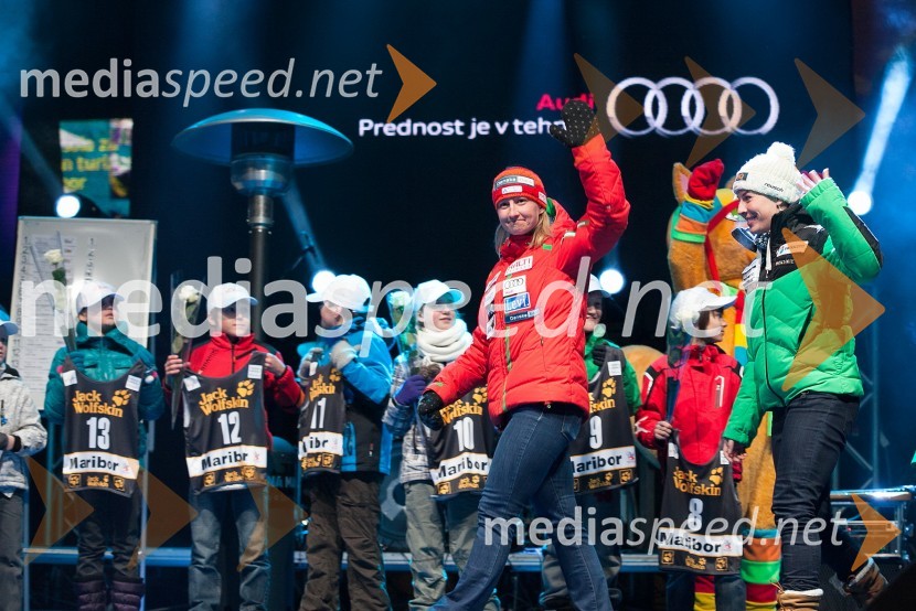 Tanja Poutiainen, smučarka (Finska); Dominique Gisin, smučarka (Švica)49. Zlata lisica 2012, žrebanje štartnih številk za veleslalom ter koncert skupine Soul Fingers