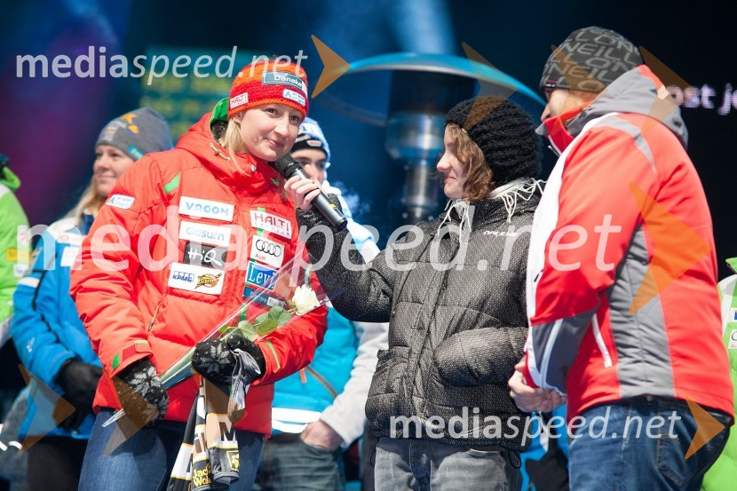 Tanja Poutiainen, smučarka (Finska); ...; Dejan Vedlin, ekipa Reporter Milan49. Zlata lisica 2012, žrebanje štartnih številk za veleslalom ter koncert skupine Soul Fingers