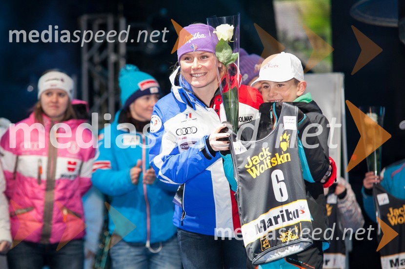 Tessa Worley, smučarka (Francija)49. Zlata lisica 2012, žrebanje štartnih številk za veleslalom ter koncert skupine Soul Fingers