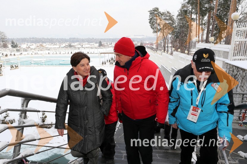 Ljudmila Novak, ministrica za Slovence v zamejstvu in po svetu; Borut Pahor, predsednik Republike Slovenije;Danilo Kline, vodja protokola Zlata lisica49. Zlata lisica, veleslalom in druženje v VIP prostoru