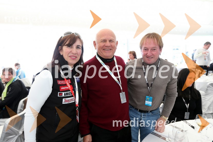 Barbara Kürner Čad, direktorica Smučarske zveze Slovenije; Janez Kocijančič, predsednik Olimpijskega komiteja Slovenije; Bojan Križaj, nekdanji smučar49. Zlata lisica, veleslalom in druženje v VIP prostoru