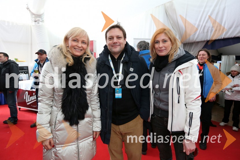 Jerneja Jager, direktorica Modiane; Toni Balažič, predsednik uprave Mercator d.d.; Andreja Comino, novinarka49. Zlata lisica, veleslalom in druženje v VIP prostoru