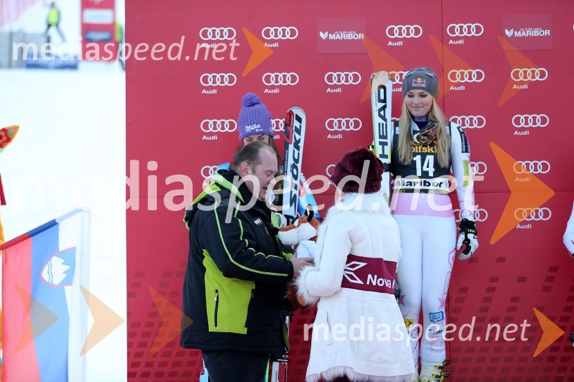 Aleš Hauc, predsednik uprave NKBM; Tina Maze, smučarka (SLO); ...; Lindsey Vonn, smučarka (ZDA)49. Zlata lisica, veleslalom in druženje v VIP prostoru