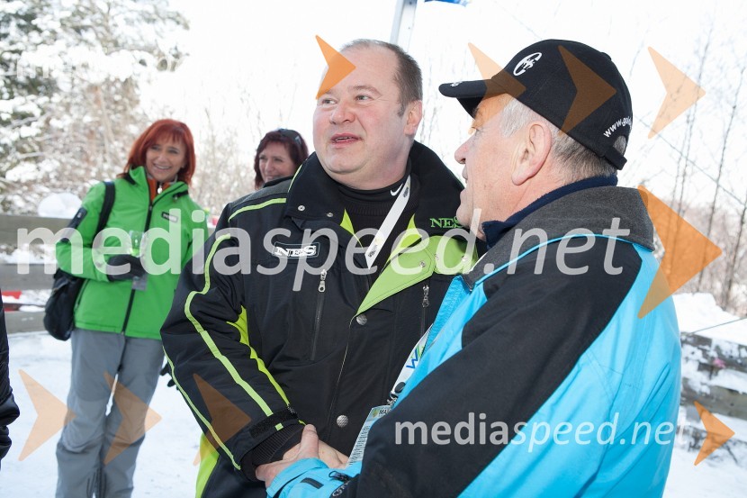 Aleš Hauc, predsednik uprave NKBM;&nbsp;Danilo Kline, vodja protokola Zlata lisica49. Zlata lisica, veleslalom in druženje v VIP prostoru