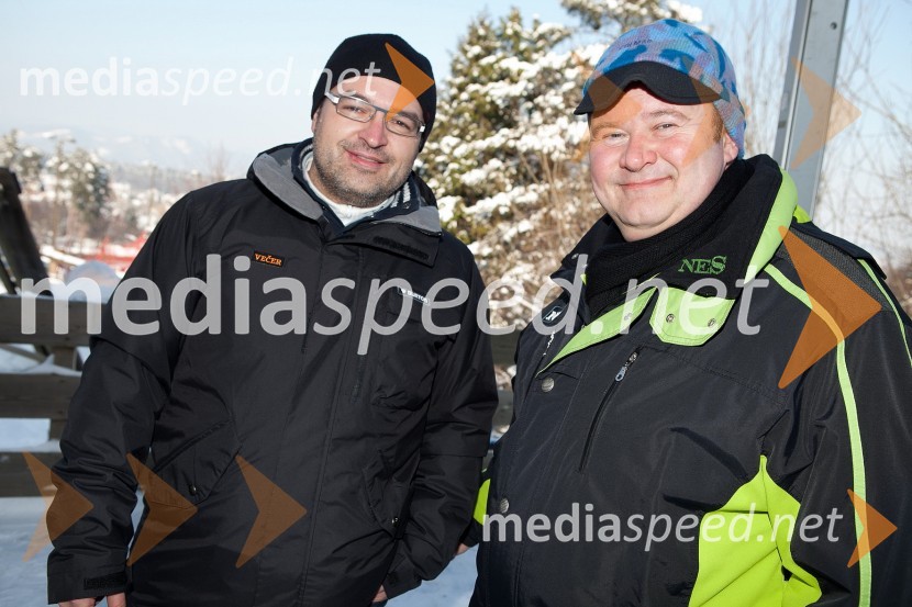 Mitja Blagajac, vodja marketinga, Večer; Aleš Hauc, predsednik uprave NKBM49. Zlata lisica, veleslalom in druženje v VIP prostoru