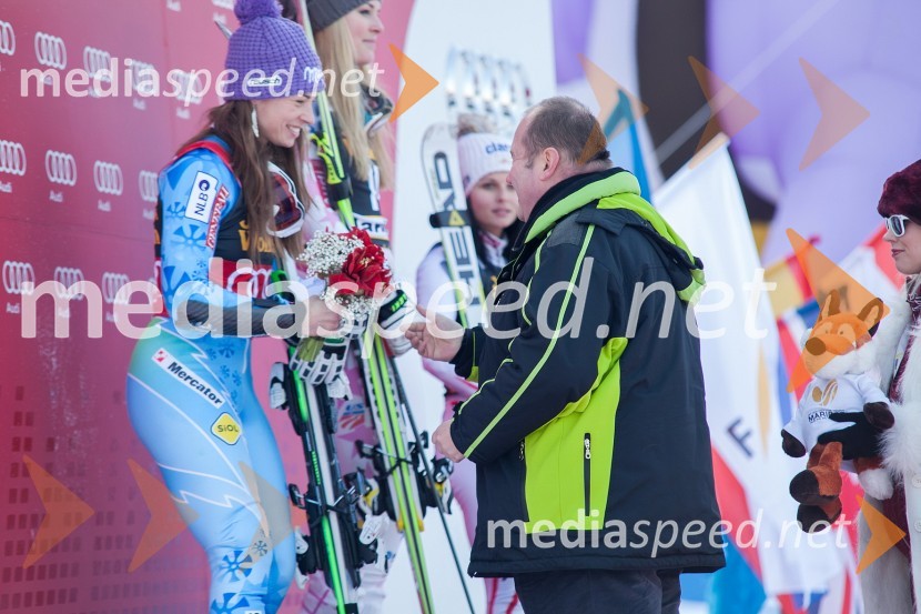 Tina Maze, smučarka (SLO); Aleš Hauc, predsednik uprave NKBM49. Zlata lisica, veleslalom in druženje v VIP prostoru