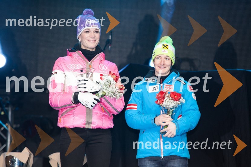 Maria Höfl Riesch, smučarka (Nemčija); Kathrin Zettel, smučarka (Avstrija)49. Zlata lisica 2012, žrebanje štartnih številk za slalom ter otvoritev Evropske prestolnice mladih