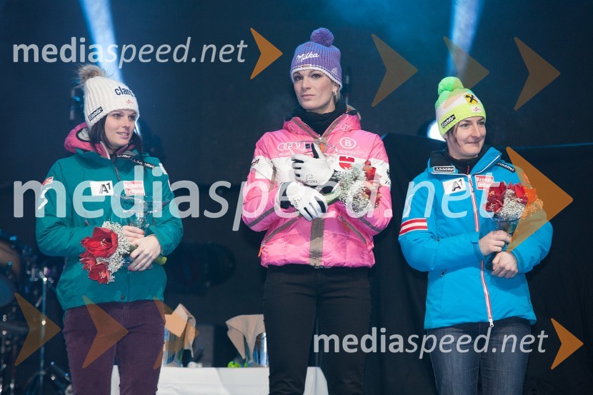 Anna Fenninger, smučarka (Avstrija); Maria Höfl Riesch, smučarka (Nemčija); Kathrin Zettel, smučarka (Avstrija)49. Zlata lisica 2012, žrebanje štartnih številk za slalom ter otvoritev Evropske prestolnice mladih