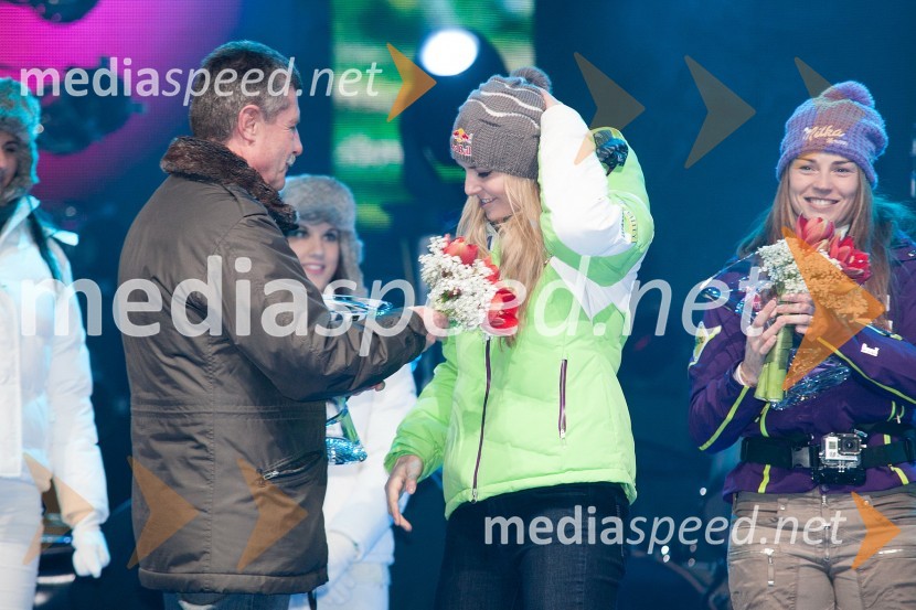 Drago Cotar, predsednik uprave Zavarovalnice Maribor; Lindsey Vonn, smučarka (ZDA)49. Zlata lisica 2012, žrebanje štartnih številk za slalom ter otvoritev Evropske prestolnice mladih