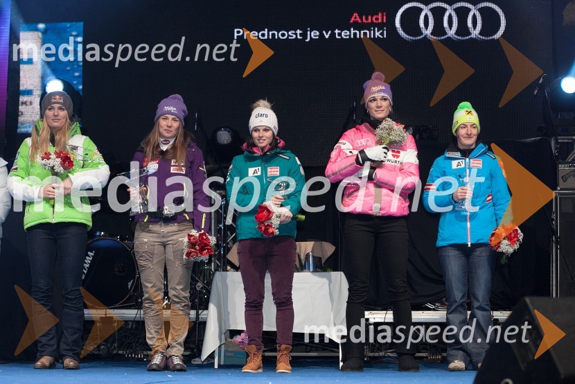 Lindsey Vonn, smučarka (ZDA); Tina Maze, smučarka (SLO); Anna Fenninger, smučarka (Avstrija); Maria Höfl Riesch, smučarka (Nemčija); Kathrin Zettel, smučarka (Avstrija)49. Zlata lisica 2012, žrebanje štartnih številk za slalom ter otvoritev Evropske prestolnice mladih