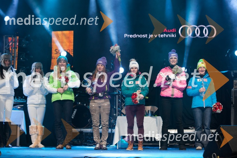 Lindsey Vonn, smučarka (ZDA); Tina Maze, smučarka (SLO); Anna Fenninger, smučarka (Avstrija); Maria Höfl Riesch, smučarka (Nemčija); Kathrin Zettel, smučarka (Avstrija)49. Zlata lisica 2012, žrebanje štartnih številk za slalom ter otvoritev Evropske prestolnice mladih
